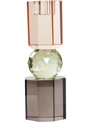 Asitan Kristal Mum Tutucu, Şeftali/nane/füme Gri, 7,5x6 cm