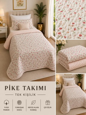 Asitan Yatak Örtüsü Tek Kişilik Pike & Battaniye & Ince Yorgan + 1 Adet Yastık Kılıfı