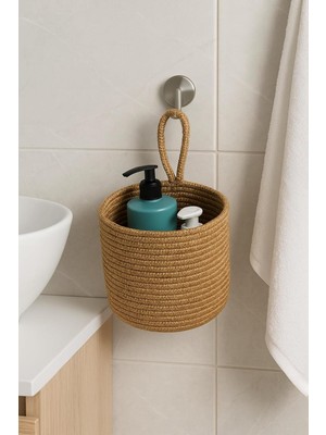 Asitan Mavaux Asep Askılı Halat El Dokuma Banyo Sepeti 25X20CM Duvara Asılabilir Çok Amaçlı Düzenley