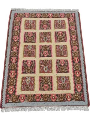 Asitan Zehra Abla Halı El Dokuma Otantik Pastel Iran Sine Yün Kilim 6271 Çok Renkli-70 x 100