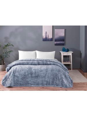 Asitan Taç Midnight DESENLI%100 Pamuk Pamuk Battaniye, Mavi, Tek Kişilik