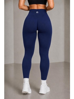 Asitan Velora Kadın Seamless Scrunch Yüksek Bel Toparlayıcı Fitness & Pilates Taytı Lacivert S