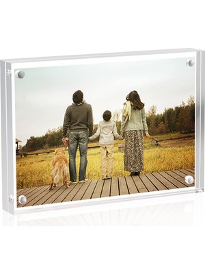 Asitan Sezanrpt Akrilik Resim Çerçevesi 6 x 9 Cm, Şeffaf Çift Taraflı Manyetik Fotoğraf Bloğu Çerç