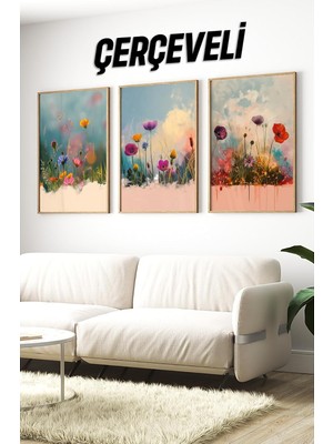 Asitan Ahşap Çerçeveli Mdf Tablo Seti Salon ve Oturma Odası Için ÇT3094,ÇERÇEVELI 3094 32 x 42