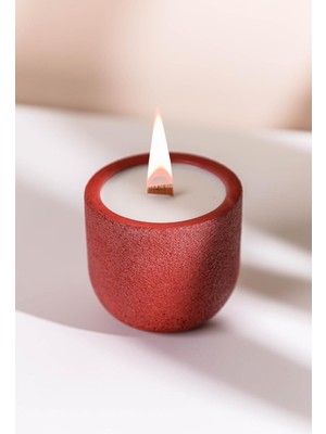 Asitan "CYLE"%100 Soya Wax Organik Beton Mum & Saksı - Kırmızı