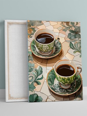Asitan Coffee Bloom, Kahve Çiçeği, Dijital Sanat Mutfak Kanvas Tablo - Tuval Tablo