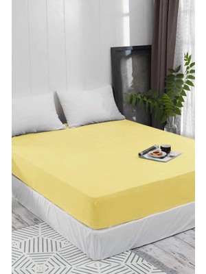 Asitan Lastikli Pamuklu Ranforce Dokuma Çarşaf, 160 x 200 Cm, Sarı