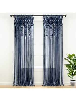 Asitan Boho Makrome Dokulu Pamuk Pencere Perdesi/oda Bölücü/kapı/duvar Dekoru, 213 cm U x 101 cm G, Lac