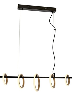 Asitan Sarı Siyah Boyalı Modern Avize LED Metal Pleksi 80X20CM