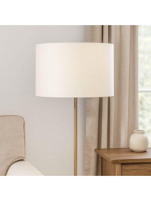Asitan 40 cm Silindir Lambader Başlığı, Abajur Başlığı, Sarkıt Avize Başlığı Krem 40CMX25CM