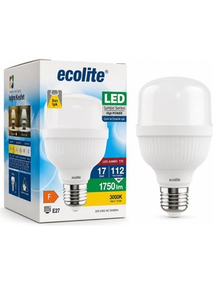 Asitan LED Ampul 112W Eşdeğer 6500K Beyaz Işık E27 Duy 1750 Lümen 220V Enerji Sınıfı F 109X70MM