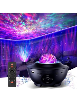 Asitan Galaksi Projeksiyonu, 14 Farklı Işık Yansıtma Modu, Bluetooth Hoparlörlü, Zamanlayıcılı Kap