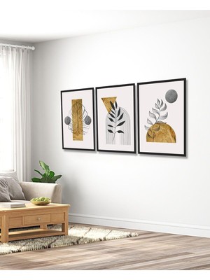 Asitan Soyut Yaprak Sanatı Serisi 3'lü Mdf Tablo 20 x 30