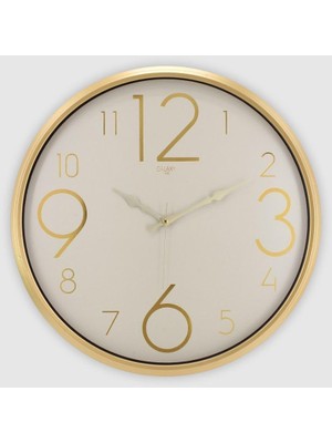 Asitan Exculusive Serisi Modern Tasarım Sessiz Mekanizma 50 cm Duvar Saati Gold-Beyaz, Latin Rakamlı
