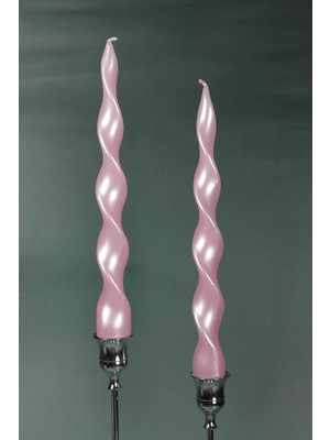 Asitan Spiral Şamdan Mumu 2 Adet (Sedefli Pembe)