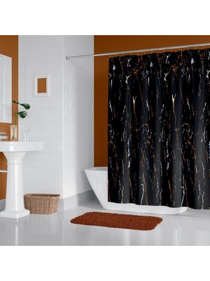 Asitan Banyo Perdesi 2X120X200 Çift Kanat Duş Perdesi Halka Hediyeli 6801