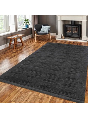 Asitan Kaymaz Taban Halı, Aden Sierra 3, Makinada Yıkanabilir Şönil Dokuma Halı (Antrasit - 200 x 290C