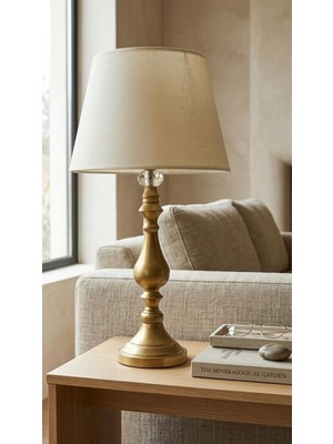 Asitan Decodelight Eskitme Rustik Klasik Metal Yüksek Ayaklı Hazeran ve Kumaş Şapkalı Abajur Masa Lamb