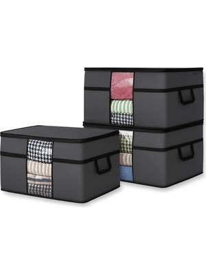 Asitan 3 Adet Pencereli Yastık Saklama Hurcu - Mega Boy Yorgan Hurç Organizer Düzenleyici - 75 x 40 x 40