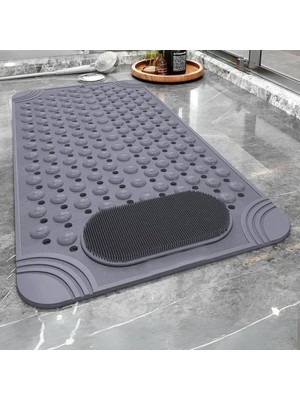 Asitan Purish / Kaymaz Banyo Paspası / Antrasit Gri / 69,5X36CM – Dikdörtgen Duş Matı, Küvet Paspas�