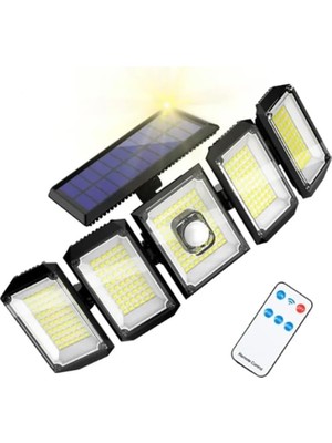 Asitan 300 LED Güneş Enerjili 3 Mod Kumandalı 3 Metre Kablolu 5 Taraflı Sensörlü Solar Sokak Lambası
