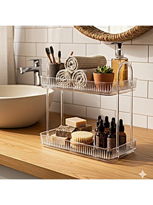 Asitan Banyo Düzenleyici Organizer Banyo Rafı (Şeffaf)