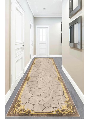 Asitan Ontheclouds Taş Desenli Çerçeveli Dijital Baskı Yıkanabilir Kaymaz Taban Modern Salon Halısı