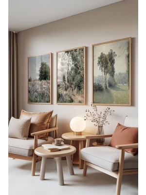 Asitan Zestia Ahşap Çerçeveli 3'lü Tablo Seti, Klasik Manzara – Soft Tonlar, Salon Set No: 30120 30 x