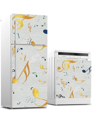 Asitan Buzdolabı ve Bulaşık Makinası Beyaz Eşya Sticker Kaplama Renkli Notalar
