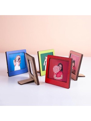 Asitan Miracix Ahşap Polaroid Mini Fotoğraf Çerçevesi, 9x9 Cm, 2 Adet, Çok Renkli, Masa Üstü Dekorat