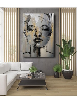 Asitan Lona Sanat Dekor Ofisi Soyut Karakalem Kadın Modern Dekoratif Kanvas Tablo;çok Renkli 35 x 50