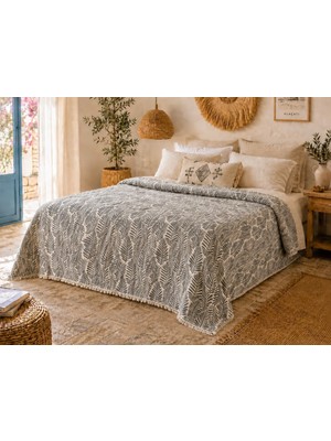 Asitan DAILY%100 Pamuk Müslin Pike 4 Kat Çift Kişilik Pike & Yatak Örtüsü 230X250 cm (Antrasit, Jakar