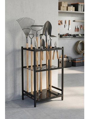 Asitan Bahçe Aletleri Düzenleyici Stand Kazma Kürek Organizer Raf Çok Amaçlı Metal Garaj Balkon Rafı