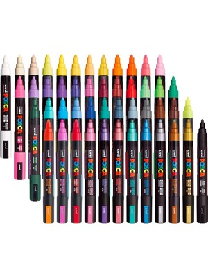 Asitan Uni Posca Markör Kalem 5m Set 1.8-2.5 mm Keçe Uçlu (48'li Set)