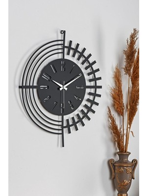 Asitan Dubai Dekoratif Metal Siyah Duvar Saati 41X41CM Sessiz Mekanizma Mds-41 MYK2079-1