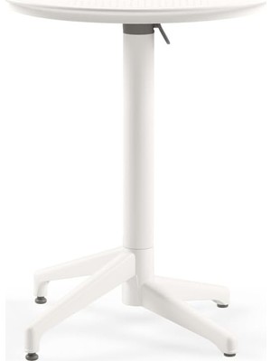Asitan Moon Katlanır Masa Ø60 cm - Bahçe, Balkon, Kafe, Restoran Için, Iç ve Dış Mekan Süt Beyaz