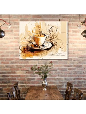 Asitan Tekli Yatay Kanvas Mutfak Tablosu Kahve Köşesi Bohem Coffee, 60 x 40