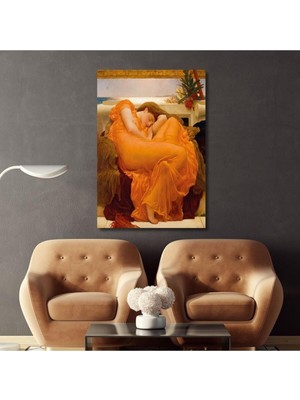 Asitan Tekli Dikey Kanvas Duvar Tablosu Frederic Leighton Ateşli Haziran, 40 x 60