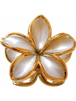 Asitan Lotus Saç Tokası – Büyük Boy 8 Cm, Tekli Saç Tokası, Lotus Çiçeği Tasarımı (Sütlü Kah