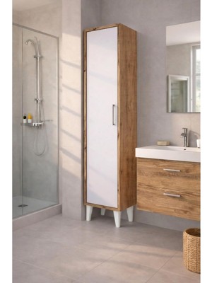 Asitan Çok Amaçlı Ahşap Banyo Dolabı