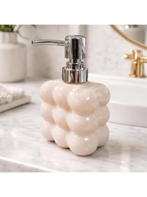Asitan Bubble Cam Sıvı Sabunluk, 300 ml - Beyaz, 9,5X6,5X15 cm (Krem)