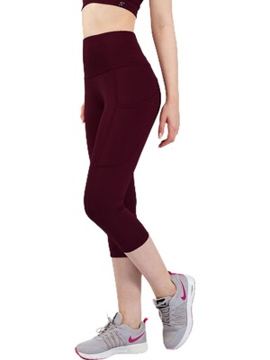 Asitan Snc Kadın Yüksek Bel Kapri Yoga Tayt, Polyester Spandeks, Toparlayıcı Özellikli, Cepli, Siyah,