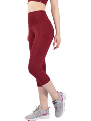 Asitan Snc Kadın Yüksek Bel Kapri Yoga Tayt, Polyester Spandeks, Toparlayıcı Özellikli, Cepli, Siyah,
