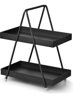 Asitan Katlı Siyah Metal Banyo ve Mutfak Rafı Model 1