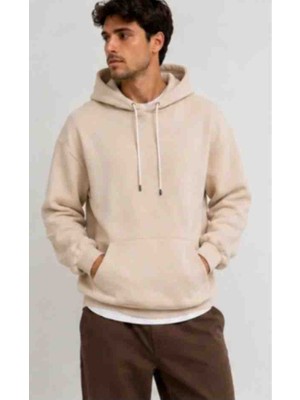 Kandemir Group Kapüşonlu Sweatshirt Üç Ip Şardonlu Bej