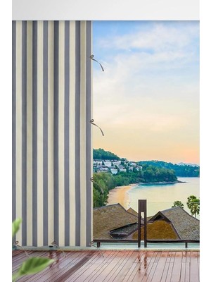 Asitan Denge Perde (4055) Halkalı-En- x -Yükseklik Ölçülü -Lüks 1.sınıf-Balkon Perdesi Gri Krem 2