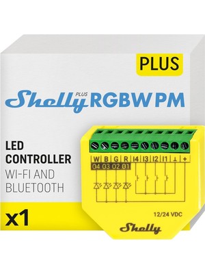 Asitan Shelly Plus Rgbw Pm / LED Şeritler Için Wi-Fi ve Bluetooth Kontrol Cihazı / 12-24 Vdc / Sıva Alt