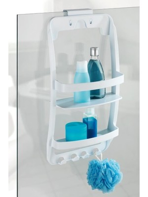 Asitan Beyaz, 3 Katlı Banyo Duş Rafı - Askılıklı Banyo Organizeri - Delmeden Montaj