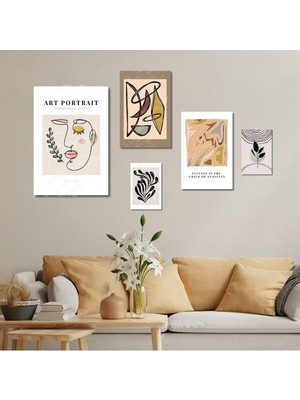 Asitan 5 Parçalı Kanvas Dekoratif Duvar Tablosu Matisse Bohem Tasarım, 30 x 40