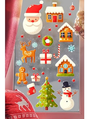 Asitan Christmas Stickerları, Noel Baba ve Yılbaşı Temalı Çocuk Odası Dekorasyon Seti, Kendinden Yap